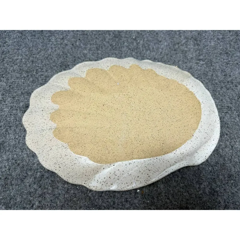 Vintage Studio Pottery Serving Platter Signed Handmade Ceramic Shell Design
